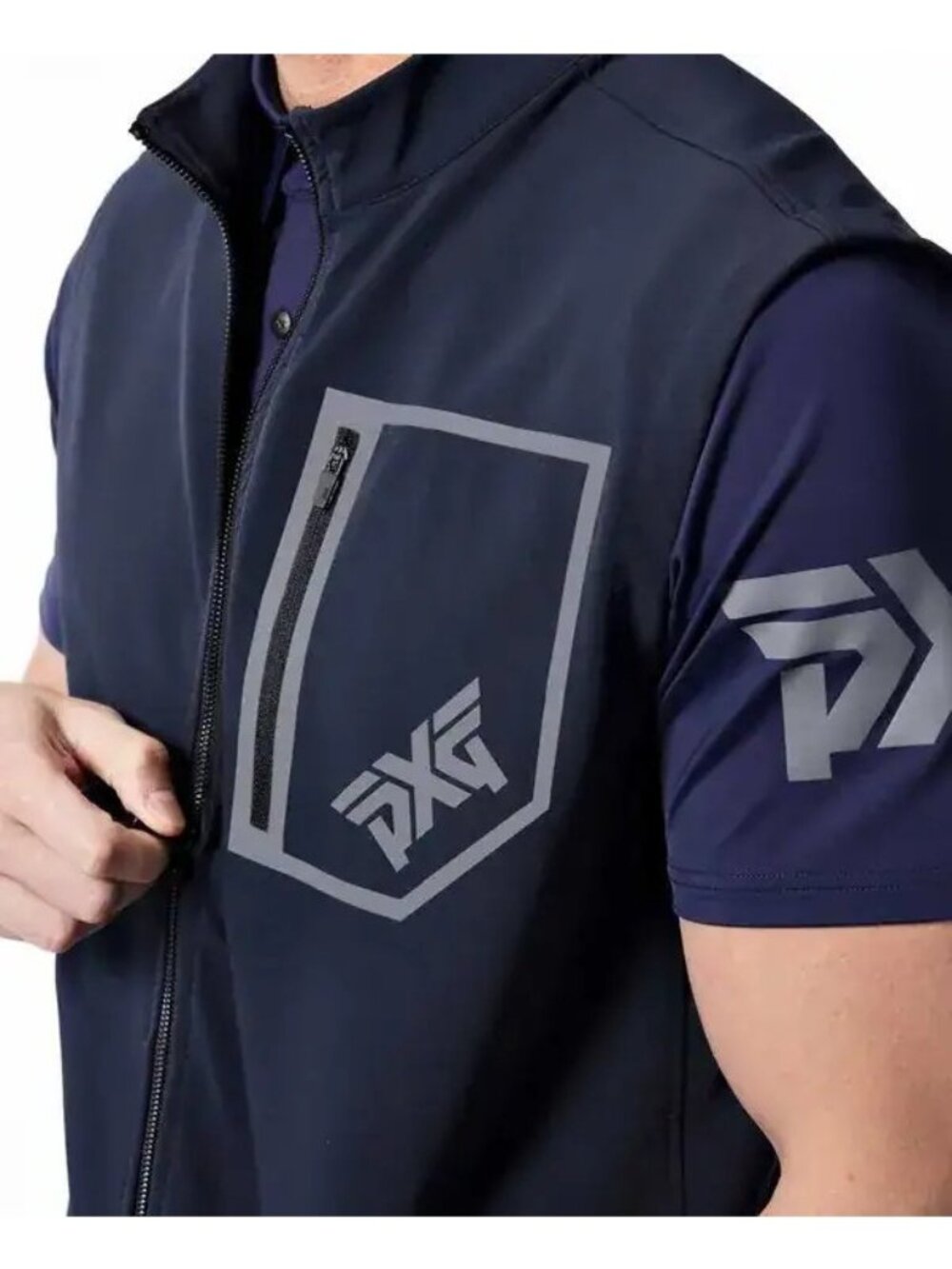 PXG Vest Mens L Navy Classic Golf Vest water resistant stretch pockets